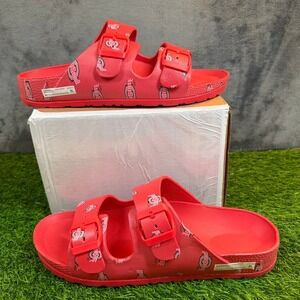 Ohio State Buckeyes Two Strap Slide Sandals Womens Extra Large Red Logo Buckle